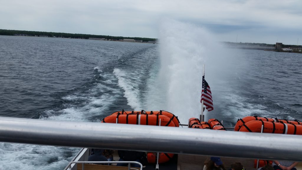 The "rooster tail" of the Star Line Ferry
